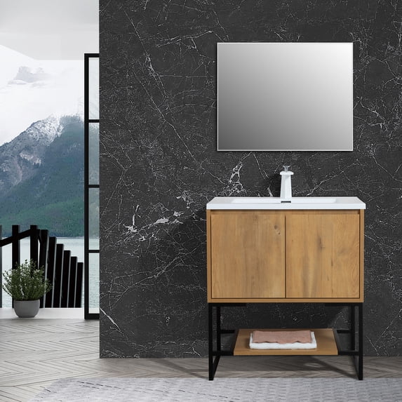 Allen 30 inch free standing vanity with a integrated white sink