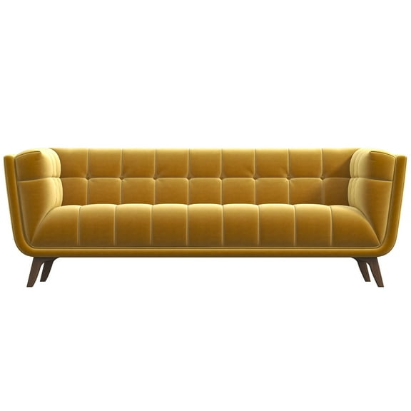 Allen 78" Contemporary Mid-Century Velvet Sofa, Upholstered Tufted Foam Padded Cushion Couch for Living Room Office Apartment, in Gold