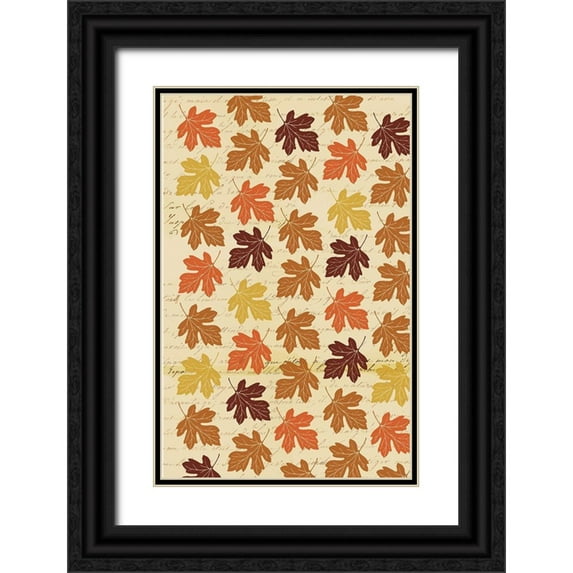 Allen, Candace 10x14 Black Ornate Wood Framed with Double Matting Museum Art Print Titled - Welcome Fall Leaves Swirl 2