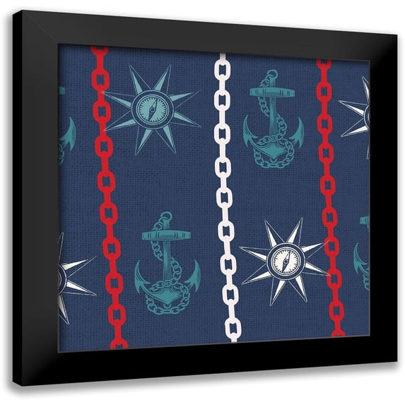 Allen, Candace 20x20 Black Modern Framed Museum Art Print Titled - Nautical Pattern 4