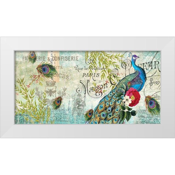Allen, Candace 24x14 White Modern Wood Framed Museum Art Print Titled - Peacock