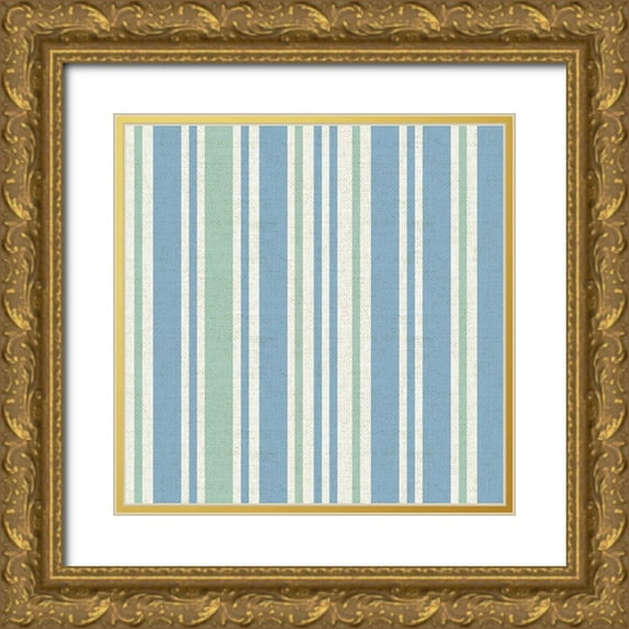 Allen, Candace 26x26 Gold Ornate Wood Framed with Double Matting Museum Art Print Titled - By The Sea Stripeez 2