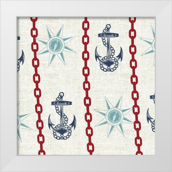 Allen, Candace 26x26 White Modern Wood Framed Museum Art Print Titled - Nautical Pattern 2