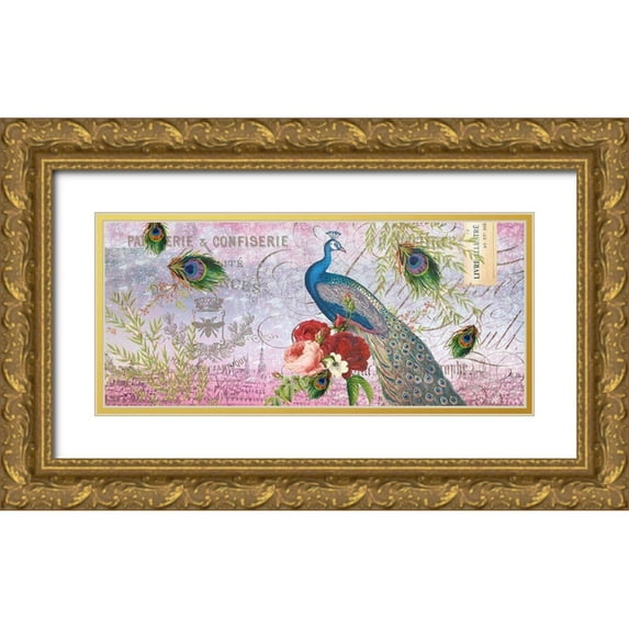 Allen, Candace 32x16 Gold Ornate Wood Framed with Double Matting Museum Art Print Titled - Peacock Purple