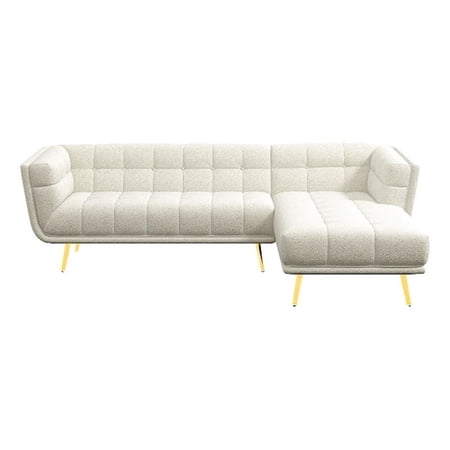 Allen Chesterfield Cream French Boucle Fabric Right-Facing Sectional Couch
