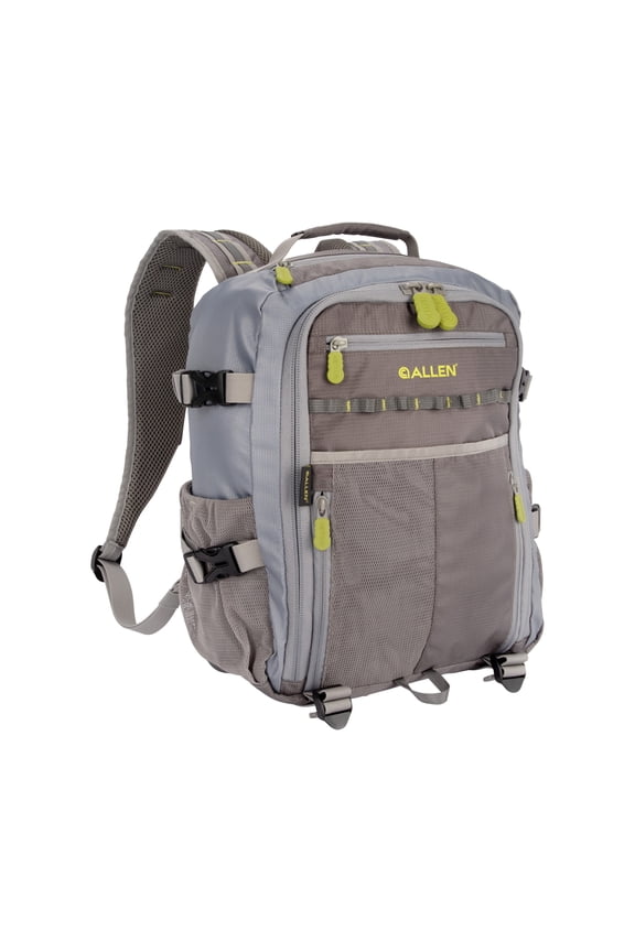 Chatfield Compact Fishing Backpack, 12"L x 6"W x 15"H, 17.6 liters, Gray/Lime
