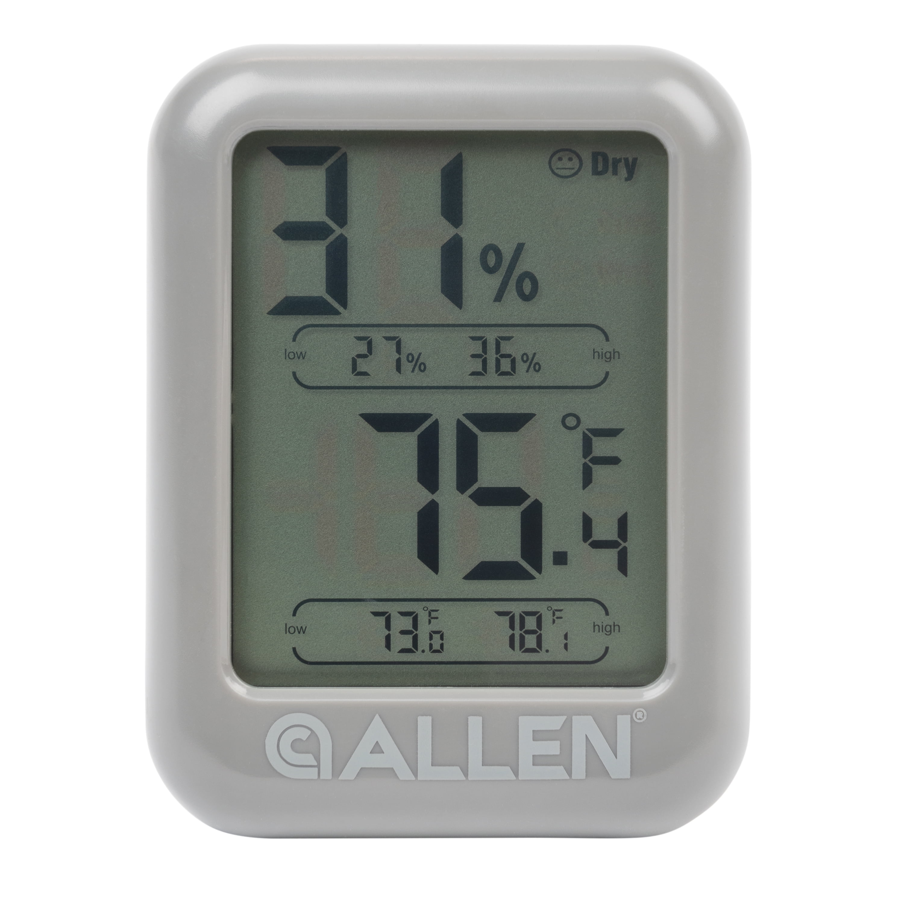 Allen Company Digital Electronic Hygrometer, Gray, Includes 1 AAA Battery, Fahrenheit & Celsius Measurements