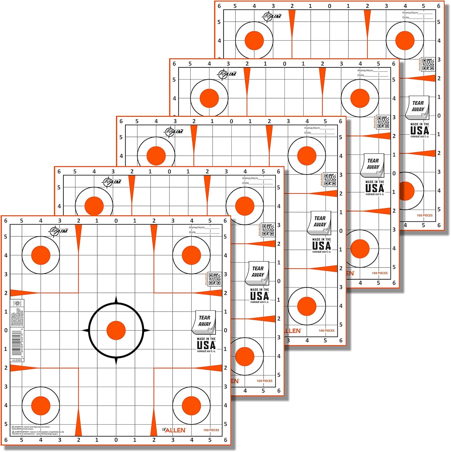 Allen Company EZ Aim® Paper Shooting Targets, Sightin Grid, Peel Away