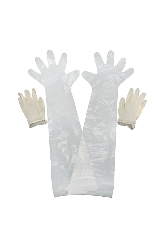 Field Dressing Latex Gloves - Wrist and Shoulder Length - 2-Pack - Full Coverage - White