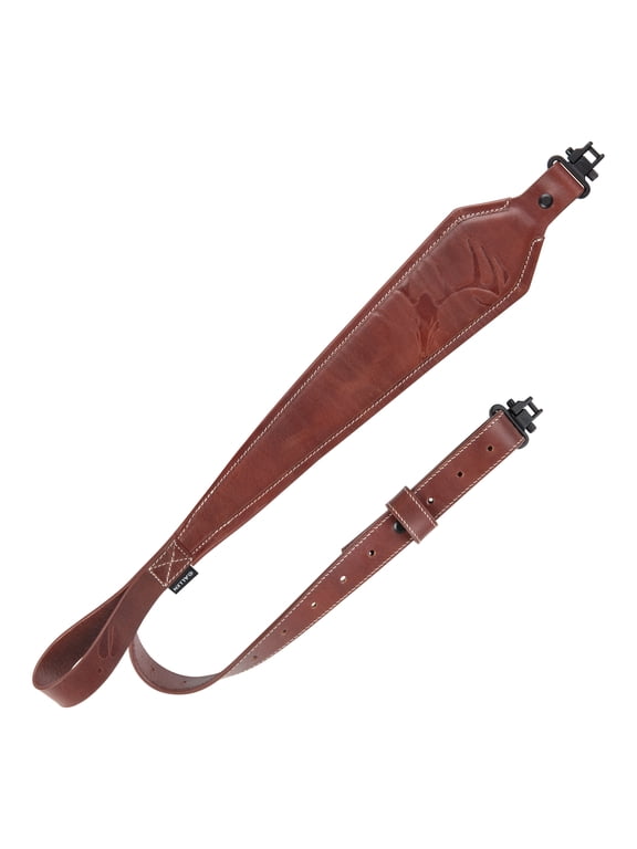 Heritage Deer Deboss Leather Gun Sling, Adjusts 28 to 35 In, Brown