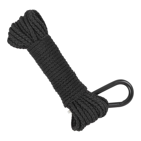 Allen Company Hoist Rope, 25-feet Long, Black, Includes Carabiner, 3 mm x 25 ft Polypropelene Rope