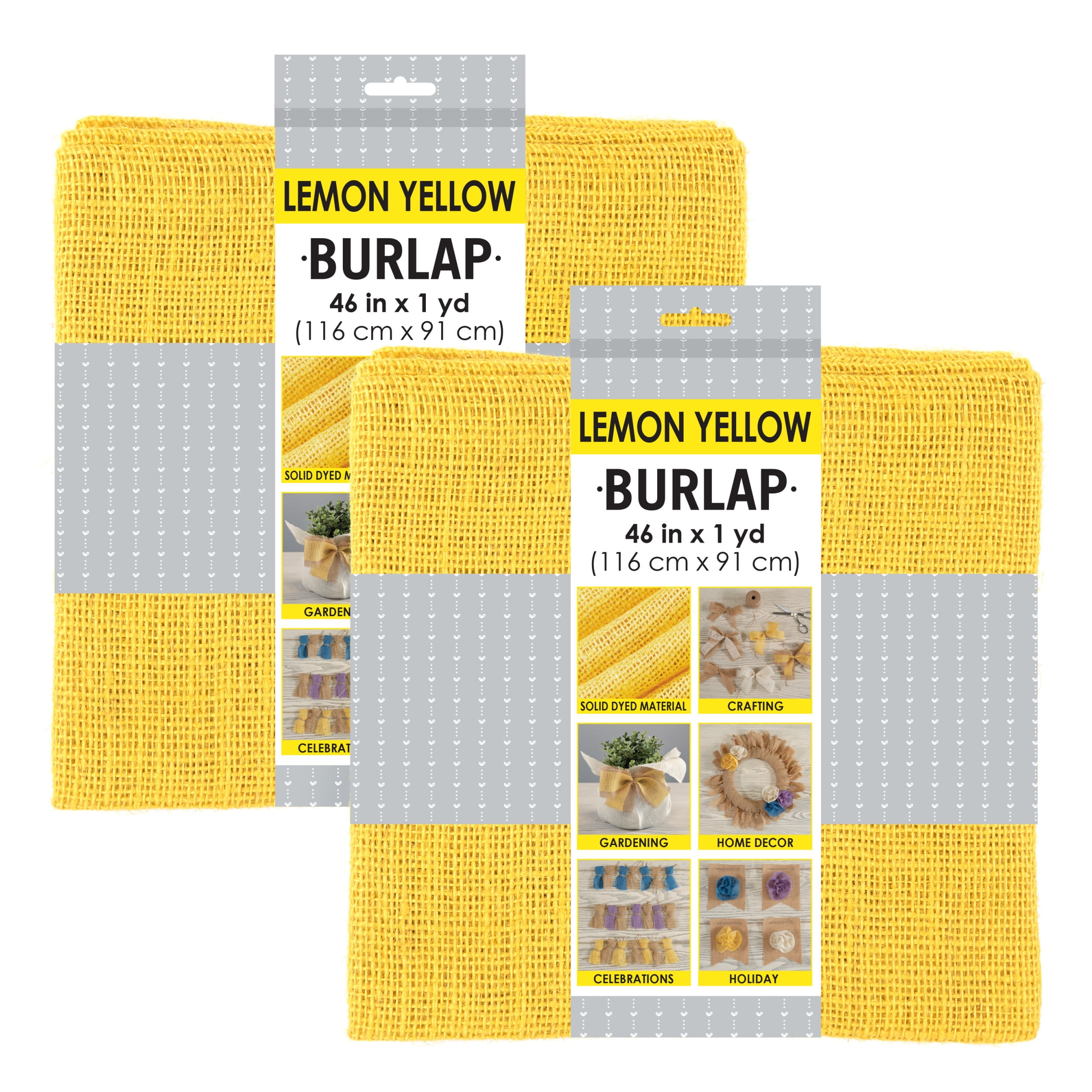 Allen Company Precut Jute Burlap, Finished Edges, 46"W X 1Yard, Lemon