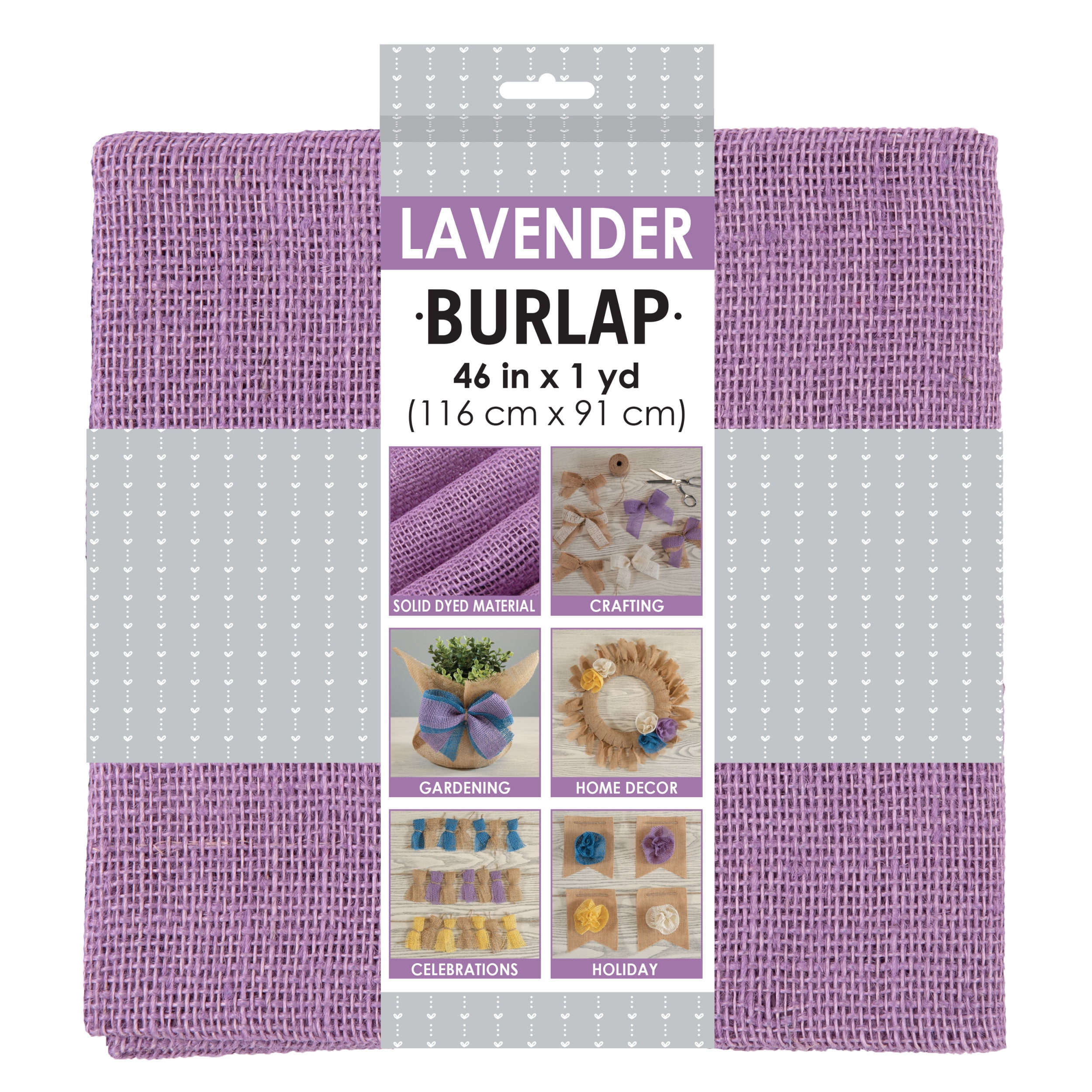 Allen Company Precut Natural Jute Burlap, Finished Edges, 46"W X 1-Yard, Lavender