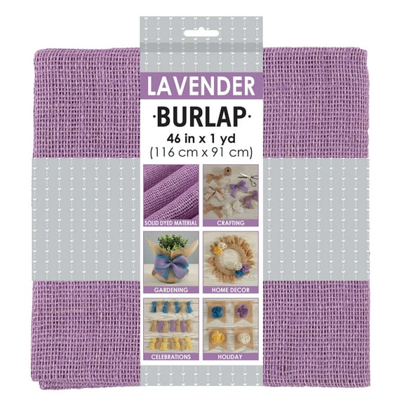 Allen Company Precut Natural Jute Burlap, Finished Edges, 46"W X 1-Yard, Lavender