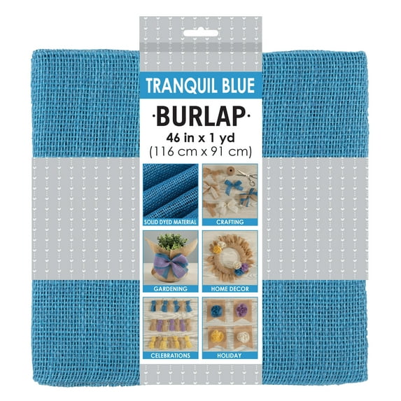 Allen Company Precut Natural Jute Burlap, Finished Edges, 46"W x 1-Yard, Tranquil Blue