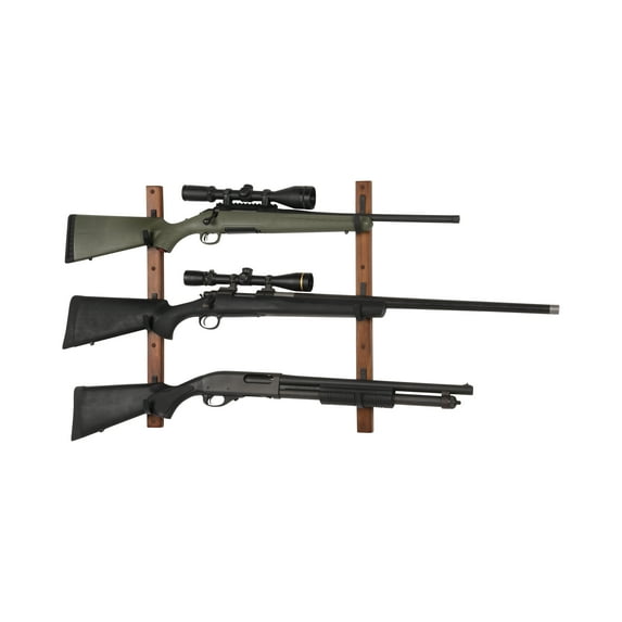 Allen Company Rifle Collector Hard Wood Wall Gun Rack, Holds 3 Firearms, Brown & Black, 5656