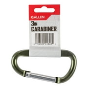 Allen Company Single 3" General Purpose Non-Locking Carabiner, Green, Aluminum, Regular Size
