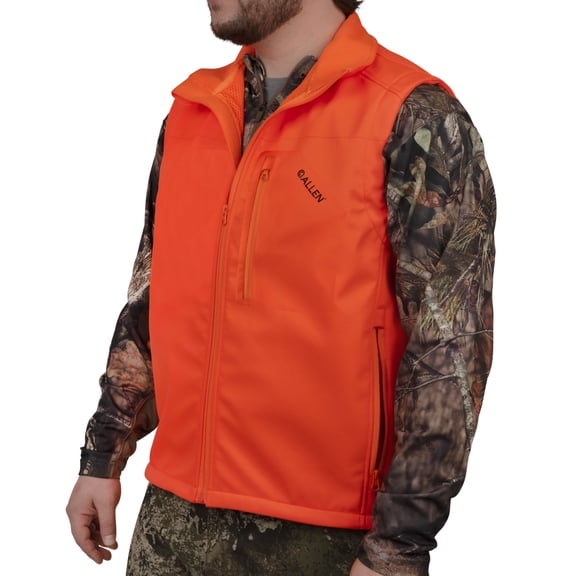 Allen Company Softshell Hunting Vest, Mens, Medium, Blaze Orange, Full Zip up Sleeveless Fleece