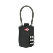 Allen Company TSA Lock with Combination, Black Steel Cable Lock, 1.25" Cable, 3 Wheel Combination