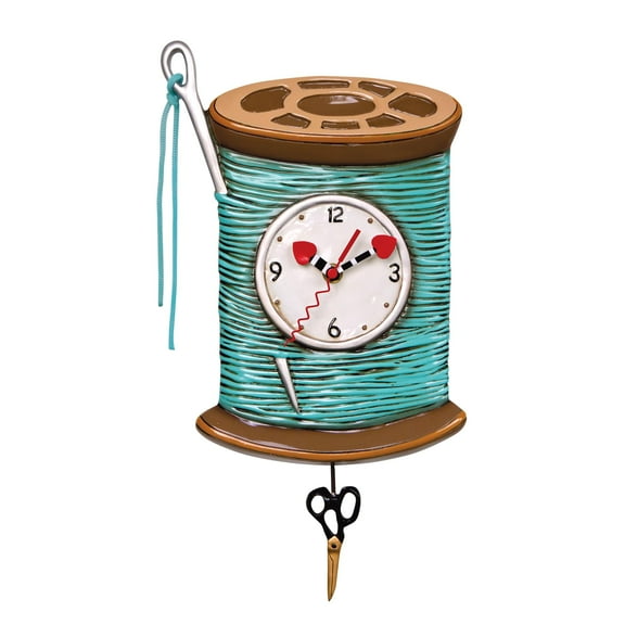 Allen Designs "Needle & Thread" Whimsical Sewing Pendulum Wall Clock