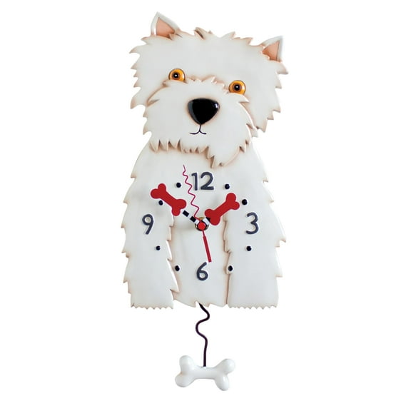 Allen Designs Westin The White Westie Dog Pendulum Wall Clock