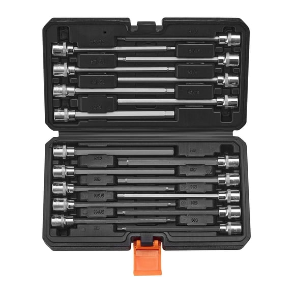 Allen Hex Bit Socket Set 18-Piece 3/8 inch Drive - SAE & Metric, S2 Steel, 1/8-3/8 inch, 3-12mm, Mechanics Tool Set with Storage Case