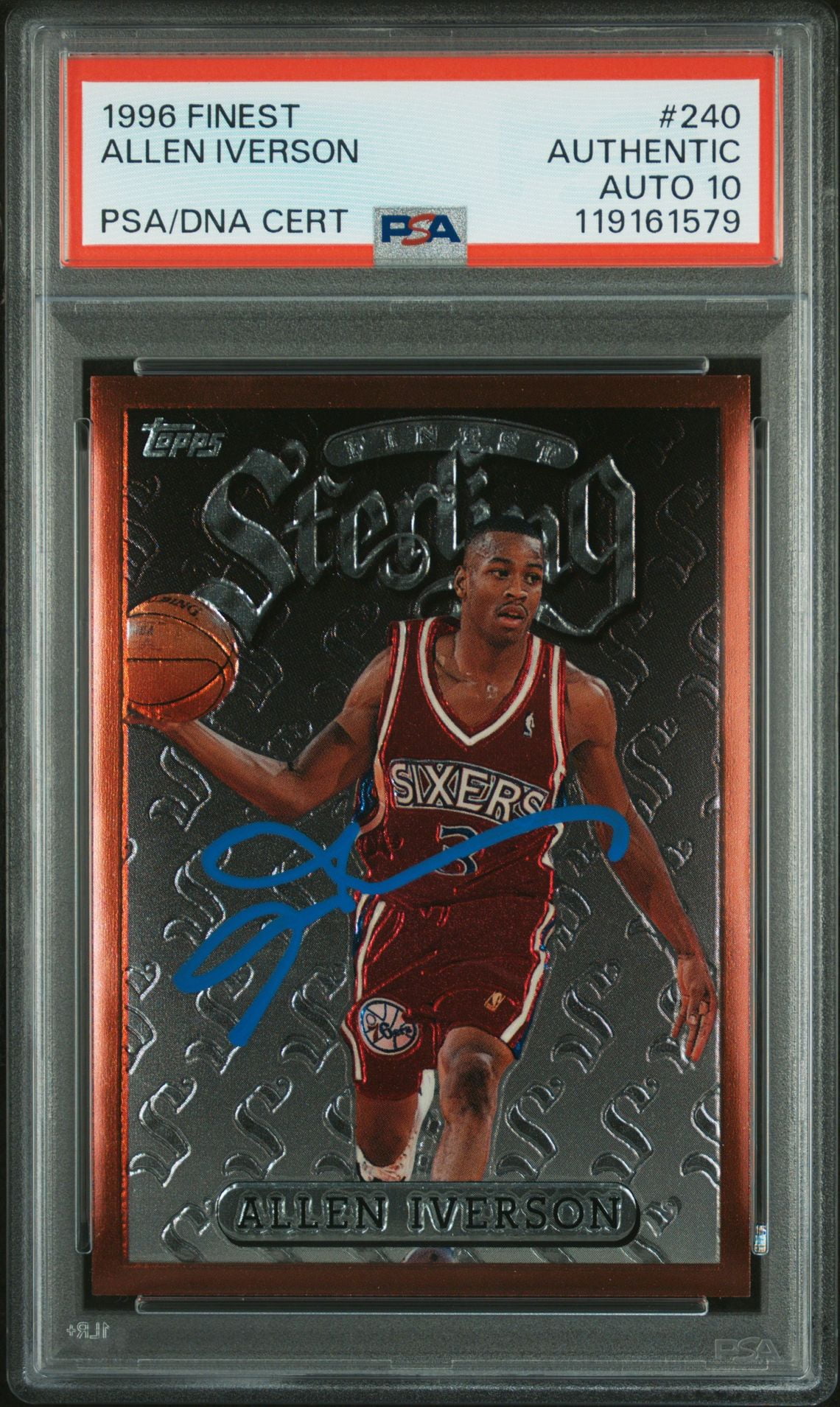 その他 Allen Iverson rc auto topps Allen Iverson Signed 1996-97 Topps #171 Rookie Card RC