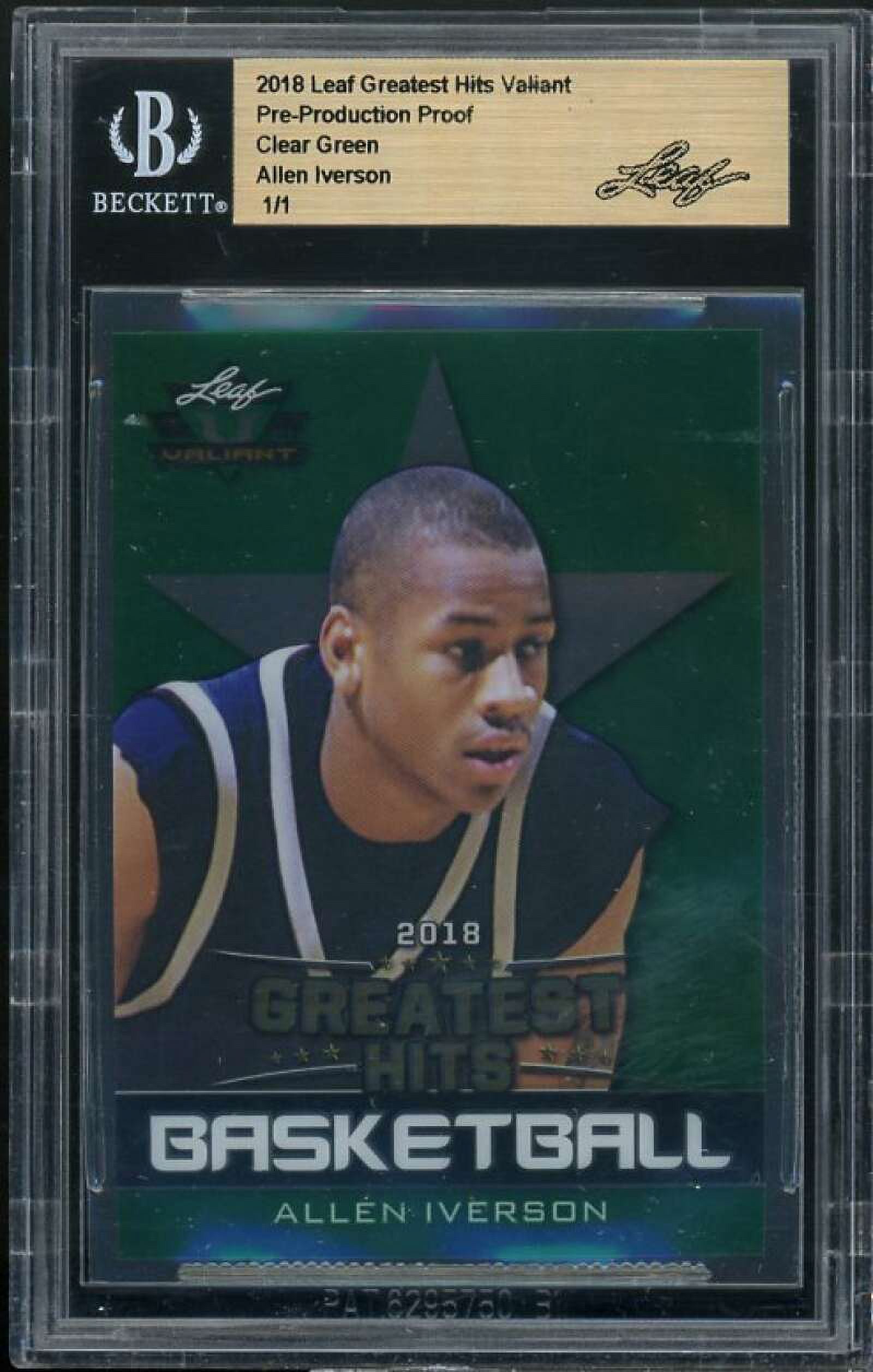 Allen Iverson Card 2018 Leaf Greatest Hits Proof 1/1 Clear Green BGS ...