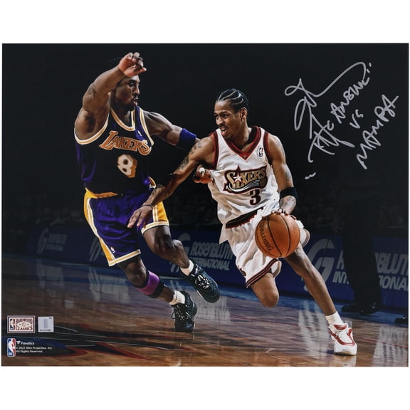 Allen Iverson Philadelphia 76ers Autographed 16" x 20" 76ers Vs. Kobe Bryant Photograph with "Mamba Vs. The Answer" Inscription - Fanatics Authentic Certified