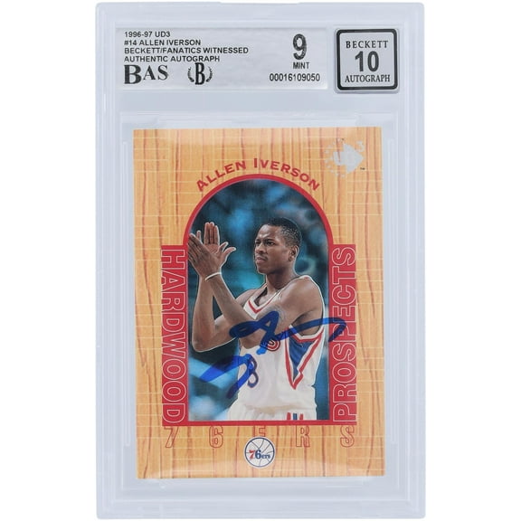 Allen Iverson Philadelphia 76ers Autographed 1996-97 Upper Deck UD3 Hardwood Prospects #14 Beckett Fanatics Witnessed Authenticated 9/10 Rookie Card - Fanatics Authentic Certified