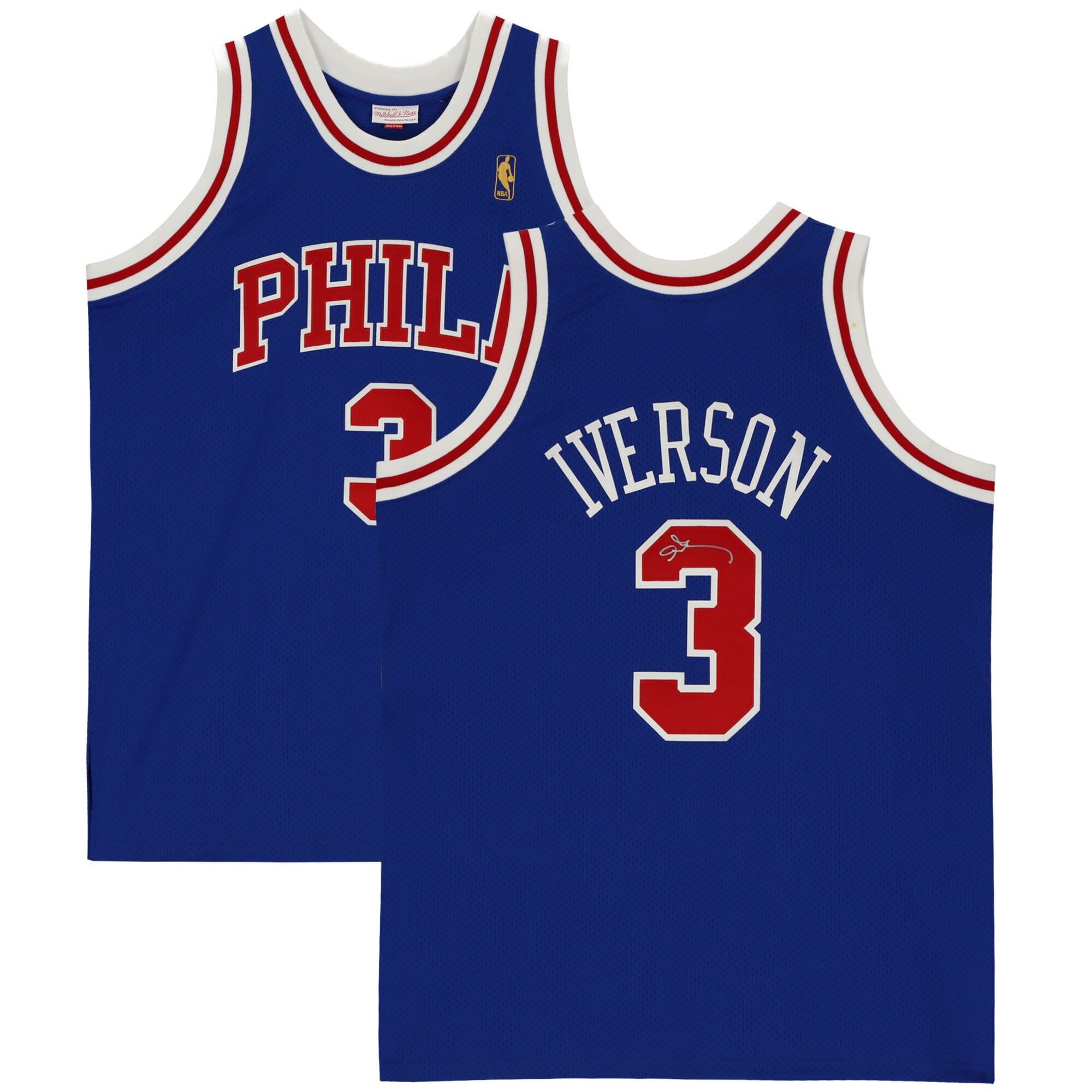 Buy the Mens Black Philadelphia 76ers Allen Iverson #3 NBA Basketball Jersey  Size 48