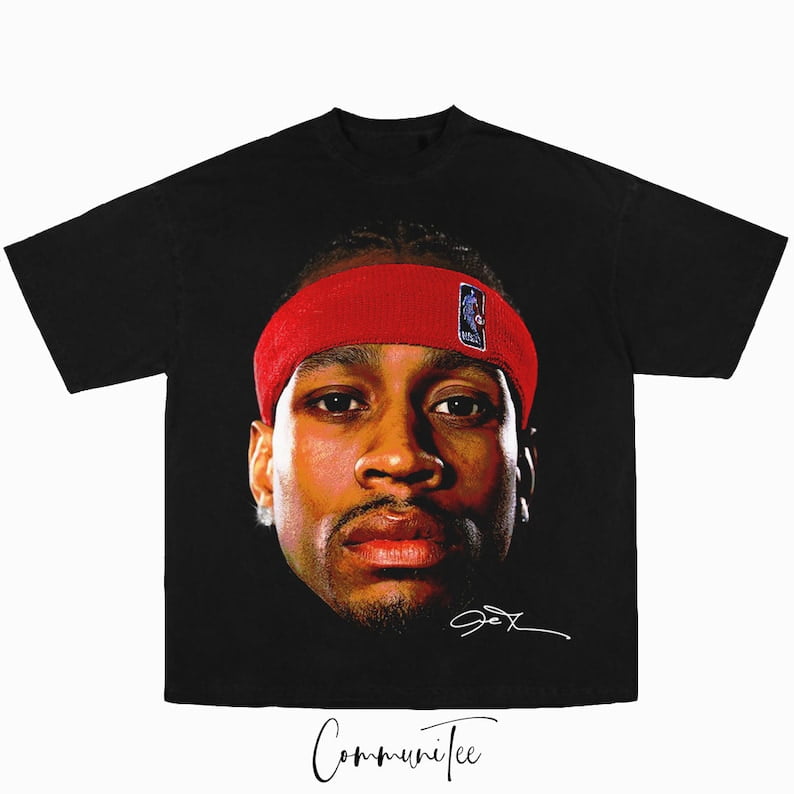 Allen Iverson Rap Tee Big Face Head Vintage Style Graphic Hip Hop 90s ...