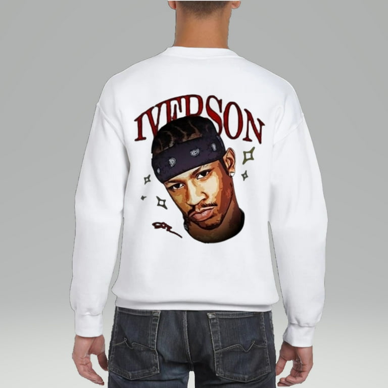 Allen Iverson Sweatshirt Back Side The Answer Portrait Painting Vintage Basketball Style 90 S Vibe Sweatshirt Back Side
