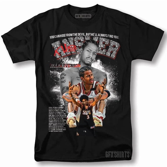 Allen Iverson The Answer Sixers 90's Basketball Vintage Style Black T-Shirt ,Black Color,Size M