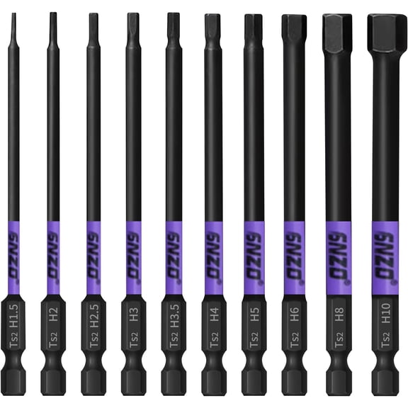 Allen Key Drill Bit Set 10PCS 100MM Allen Key Socket Set H1.5-H10 1/4 Inch Hex Shank Hex Screwdriver Bits Sets Magnetic Screwdriver Bits for Assembling Furniture, S2 Steel Wrench