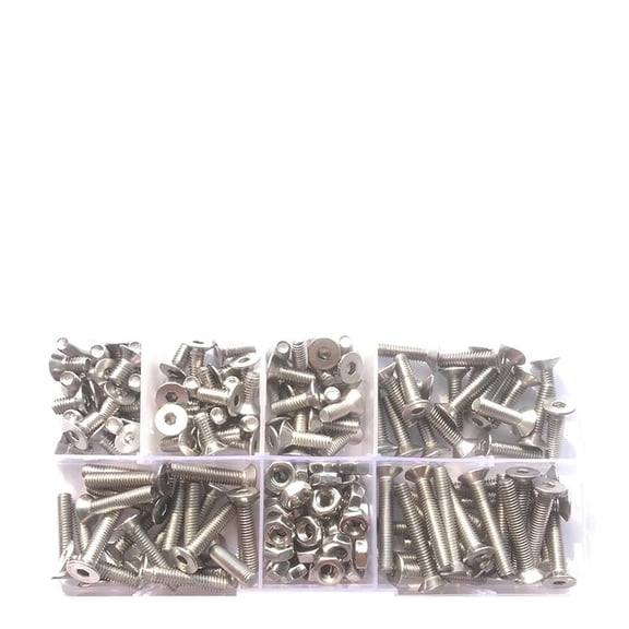 Allen Key Head Screw M2 .5 M3 M4 M5 M6 DIN7991 Stainless Steel 304 Hexagon Hex Socket Flat Countersunk and Nut Set(M4)
