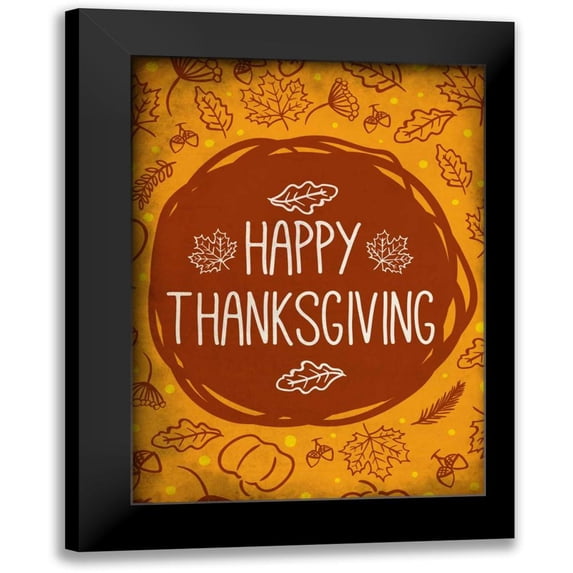 Allen, Kimberly 11x14 Black Modern Framed Museum Art Print Titled - Happy Thanksgiving Orange