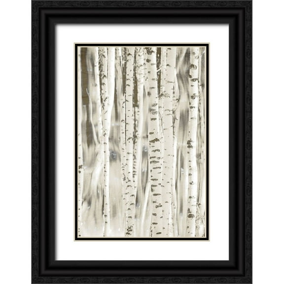 Allen, Kimberly 11x14 Black Ornate Wood Framed with Double Matting Museum Art Print Titled - Birches 3