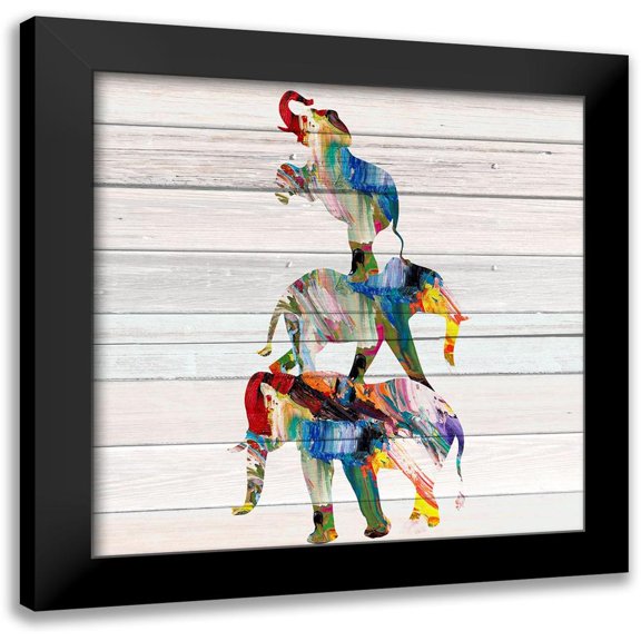 Allen, Kimberly 12x12 Black Modern Framed Museum Art Print Titled - Elephant Trio