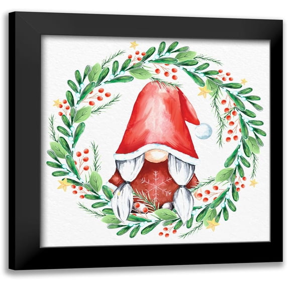 Allen, Kimberly 12x12 Black Modern Framed Museum Art Print Titled - Gnome Wreath 2