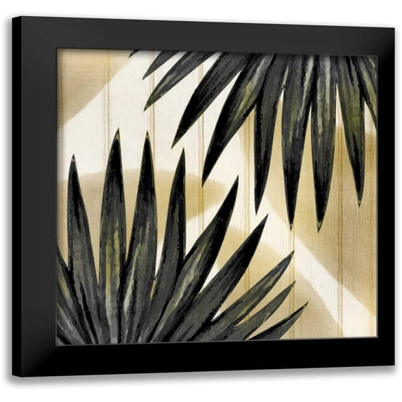 Allen, Kimberly 12x12 Black Modern Framed Museum Art Print Titled - Tropical Leaves Golden 2