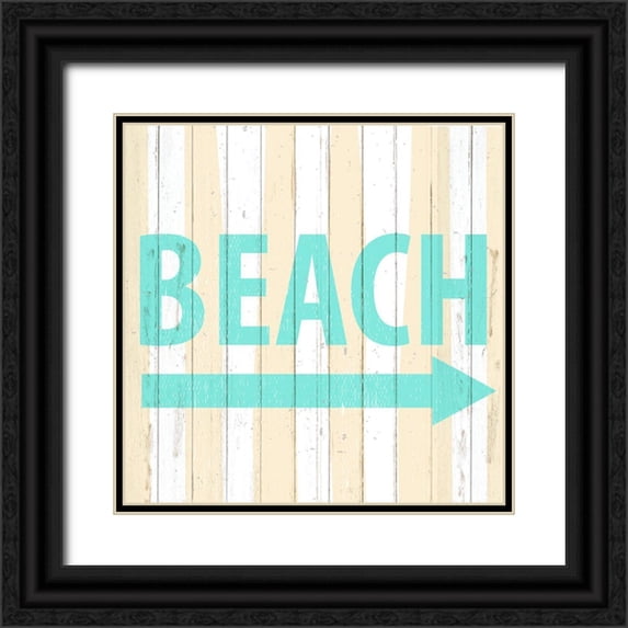 Allen, Kimberly 12x12 Black Ornate Wood Framed with Double Matting Museum Art Print Titled - Beach