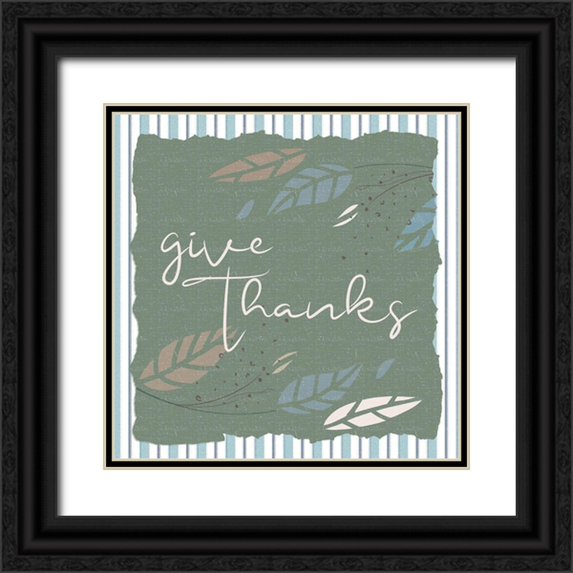 Allen, Kimberly 12x12 Black Ornate Wood Framed with Double Matting Museum Art Print Titled - Give Thanks Stripes Square