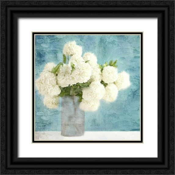 Allen, Kimberly 12x12 Black Ornate Wood Framed with Double Matting Museum Art Print Titled - Hydrangea Vase