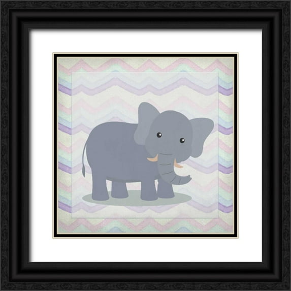 Allen, Kimberly 12x12 Black Ornate Wood Framed with Double Matting Museum Art Print Titled - Pink Elephant Time