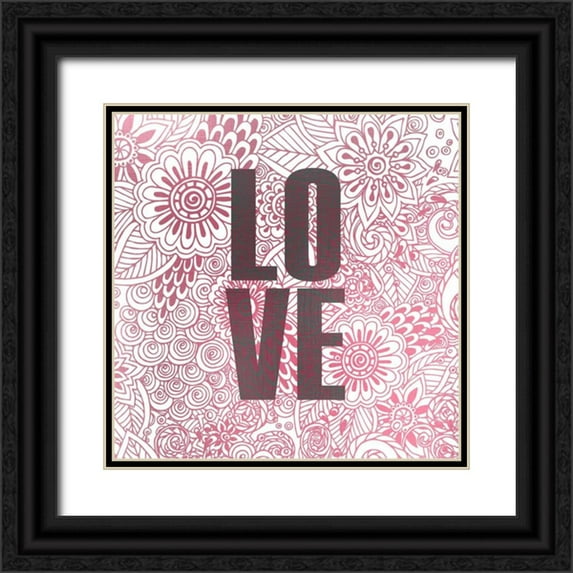 Allen, Kimberly 12x12 Black Ornate Wood Framed with Double Matting Museum Art Print Titled - Pink Love