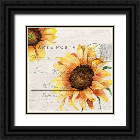 Allen, Kimberly 12x12 Black Ornate Wood Framed with Double Matting Museum Art Print Titled - Sunflower Postcard 2