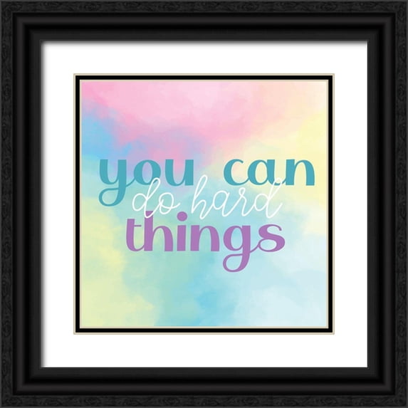 Allen, Kimberly 12x12 Black Ornate Wood Framed with Double Matting Museum Art Print Titled - You Can Do