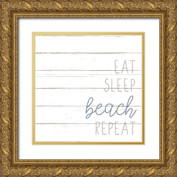 Allen, Kimberly 12x12 Gold Ornate Wood Framed with Double Matting Museum Art Print Titled - Beach Repeat