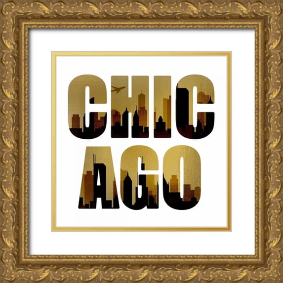 Allen, Kimberly 12x12 Gold Ornate Wood Framed with Double Matting Museum Art Print Titled - Golden Chicago Square
